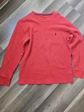 Polo by Ralph Lauren Red Crewneck Waffle Knit Sweater